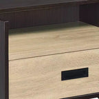 Table d'appoint Melkree 21" fini chêne/noir - Acme Furniture : style industriel, tiroir de rangement