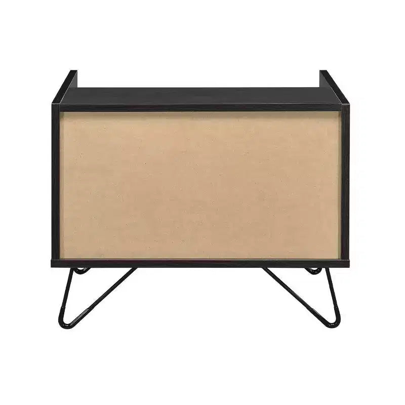 Table d'appoint Melkree 21" fini chêne/noir - Acme Furniture : style industriel, tiroir de rangement