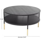 Olivia & May Table basse à 1 étagère avec cadre en treillis métallique ajouré et pieds dorés Noir : Style tambour moderne, aucun assemblage requis