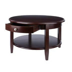 Table basse ronde Concord avec tiroir et étagère - Noyer antique - Winsome