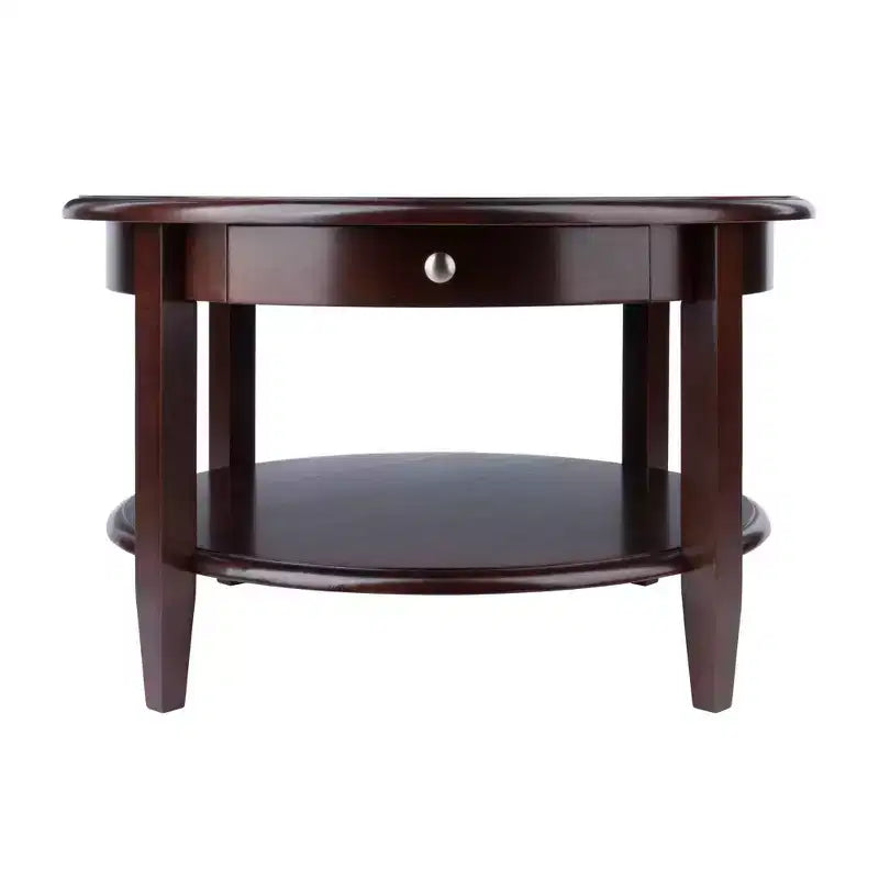Table basse ronde Concord avec tiroir et étagère - Noyer antique - Winsome
