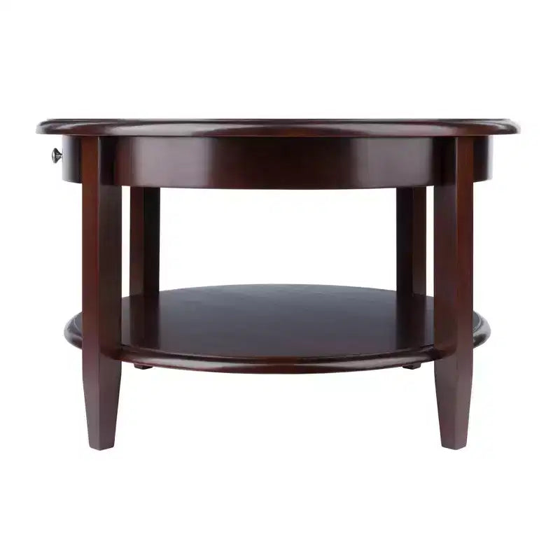 Table basse ronde Concord avec tiroir et étagère - Noyer antique - Winsome