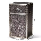 Meuble d'appoint Cosette en métal et accents floraux, argenté - Baxton Studio : Coffre de rangement universel, 28" de haut