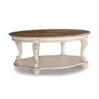Realyn Coffee Table White/Brown - Signature Design by Ashley: Cottage Style, Distressed Wood Finish, Curved Legs