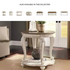 Table basse Realyn blanche/marron - Signature Design by Ashley : style cottage, finition bois vieilli, pieds incurvés