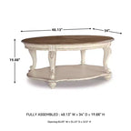 Table basse Realyn blanche/marron - Signature Design by Ashley : style cottage, finition bois vieilli, pieds incurvés