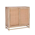 Gordon Transitional Sliding Natural Cane Door Cabinet with 1 Shelf and Gold Metal Base - Powell