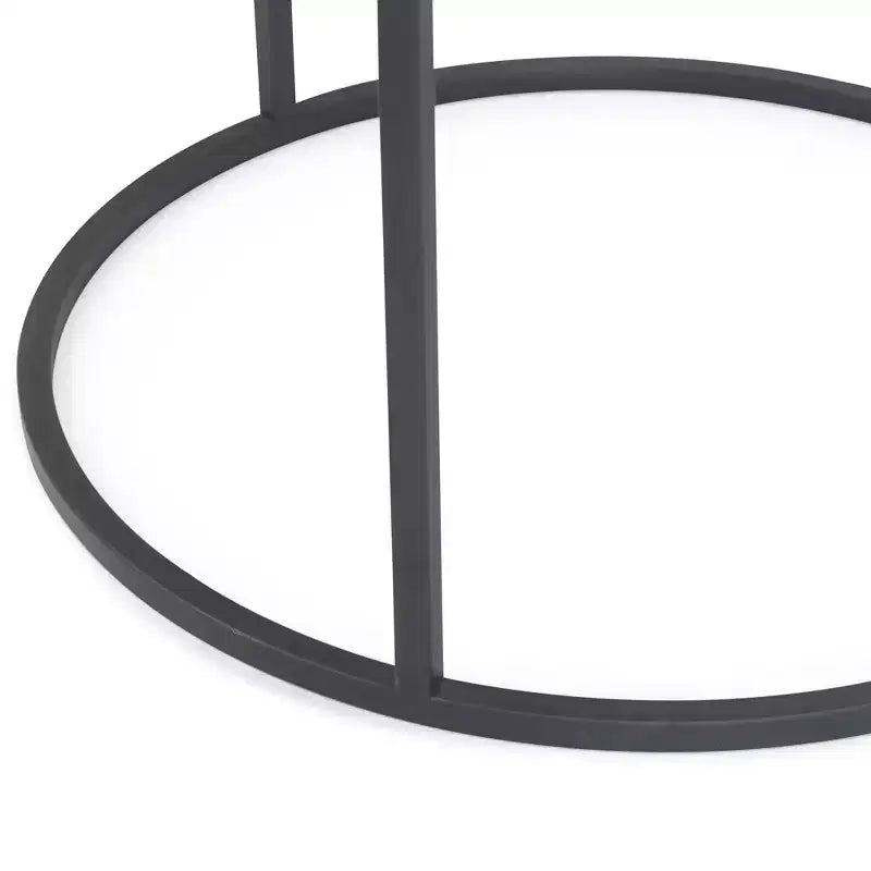 Table d'appoint ronde avec miroir Gramercy noire - Finch : Finition antique, aucun assemblage requis, structure en métal