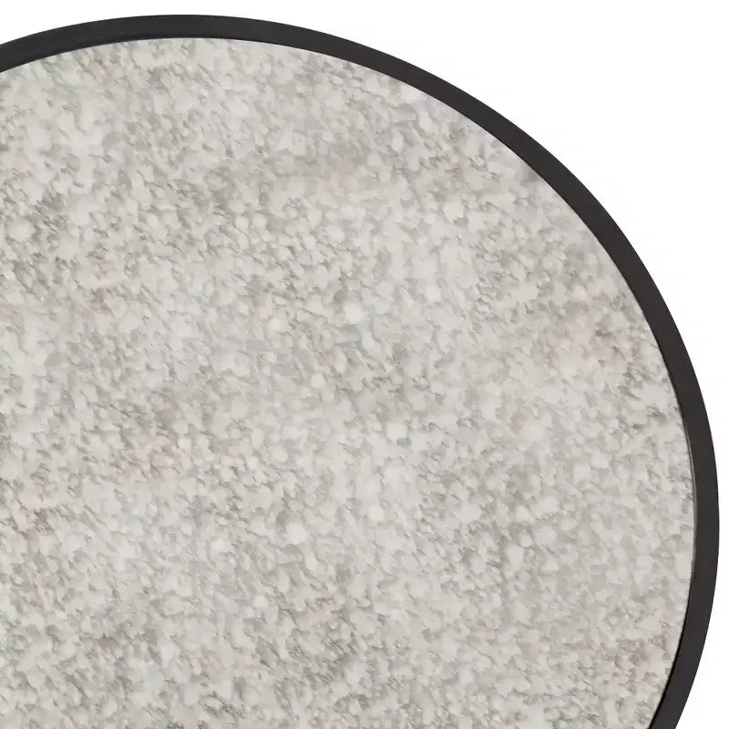 Table d'appoint ronde avec miroir Gramercy noire - Finch : Finition antique, aucun assemblage requis, structure en métal