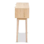 Baird Wood et Rotin Console 2 Tiroirs Marron - Baxton Studio : Poignées Dorées, Style Bohème