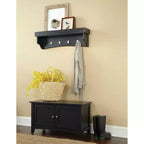 Étagère de rangement avec patère et banc Shaker Cottage Gris charbon de bois - Alaterre Furniture : Fixation murale, Organisateur de rangement