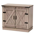 Wayne Farmhouse Wood 2 Doors Shoe Storage Cabinet Oak Brown - Baxton Studio: Entryway Organizer, Holds 9 Pairs