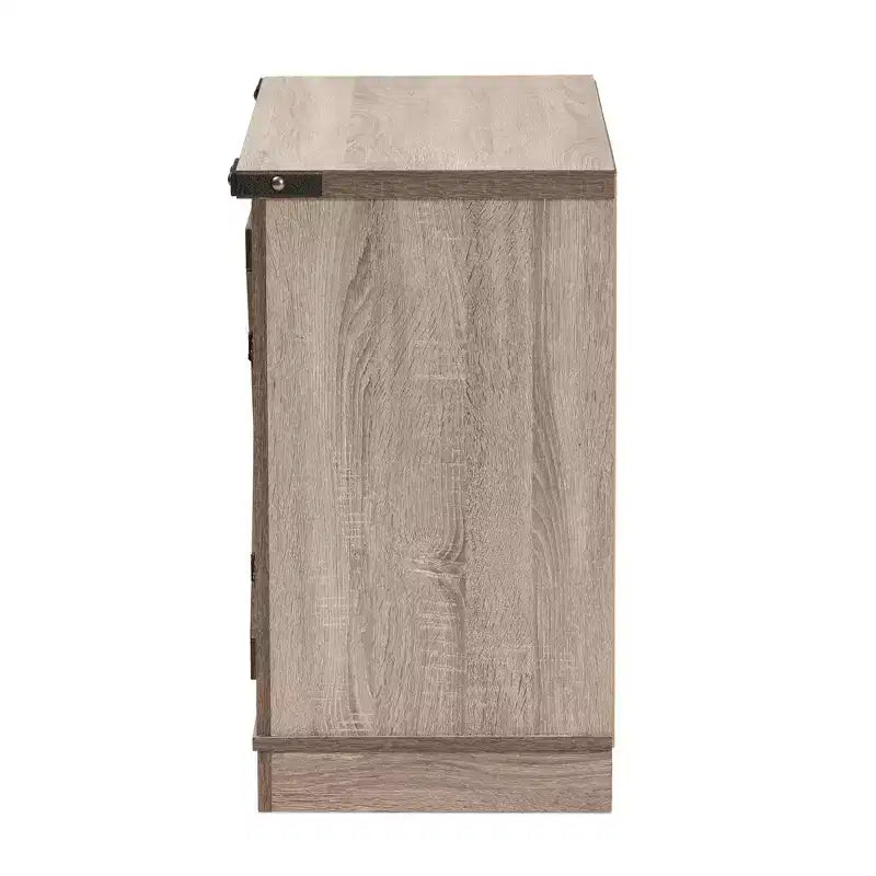 Meuble de rangement pour chaussures Wayne Farmhouse Wood à 2 portes chêne marron - Baxton Studio : Organisateur d'entrée, peut contenir 9 paires