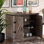 Meuble de rangement pour chaussures Wayne Farmhouse Wood à 2 portes chêne marron - Baxton Studio : Organisateur d'entrée, peut contenir 9 paires