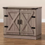 Meuble de rangement pour chaussures Wayne Farmhouse Wood à 2 portes chêne marron - Baxton Studio : Organisateur d'entrée, peut contenir 9 paires