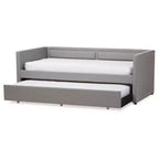 Baxton Studio Raymond lit de repos/canapé moderne et contemporain en tissu, avec garniture cloutée, avec lit gigogne escamotable, gris : cadre en bois d'hévéa
