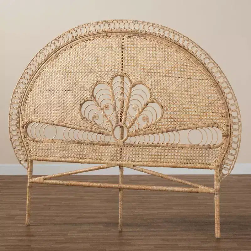 Tête de lit indépendante en rotin Queen Size Marlette marron naturel – Baxton Studio