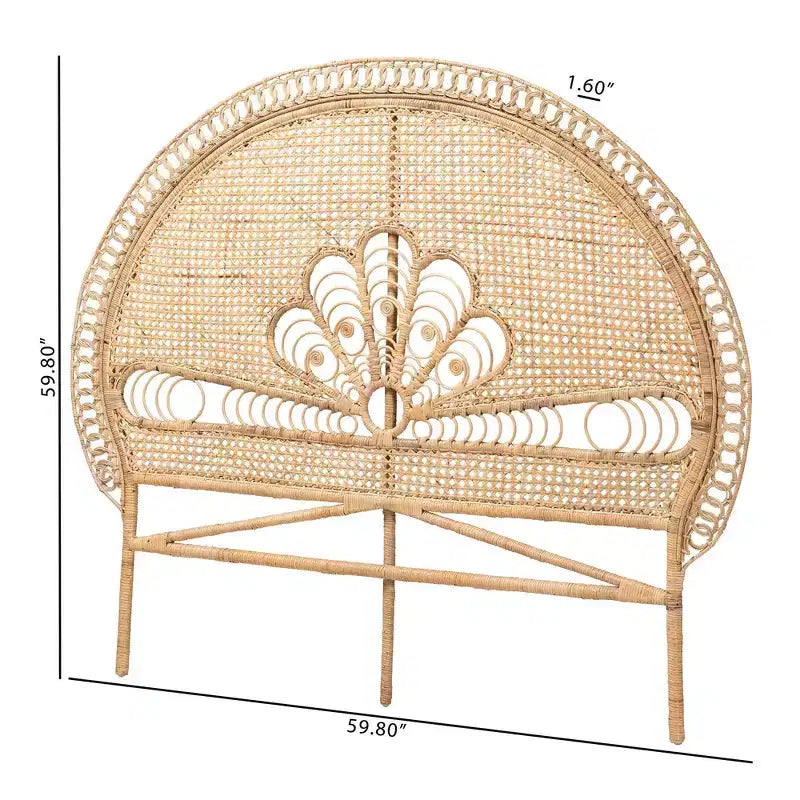 Tête de lit indépendante en rotin Queen Size Marlette marron naturel – Baxton Studio