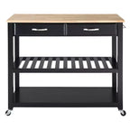 Chariot/Îlot de Cuisine à Plateau en Bois Naturel avec Rangement pour Tabourets en Option - Crosley