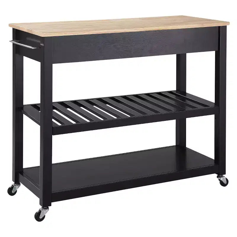 Chariot/Îlot de Cuisine à Plateau en Bois Naturel avec Rangement pour Tabourets en Option - Crosley