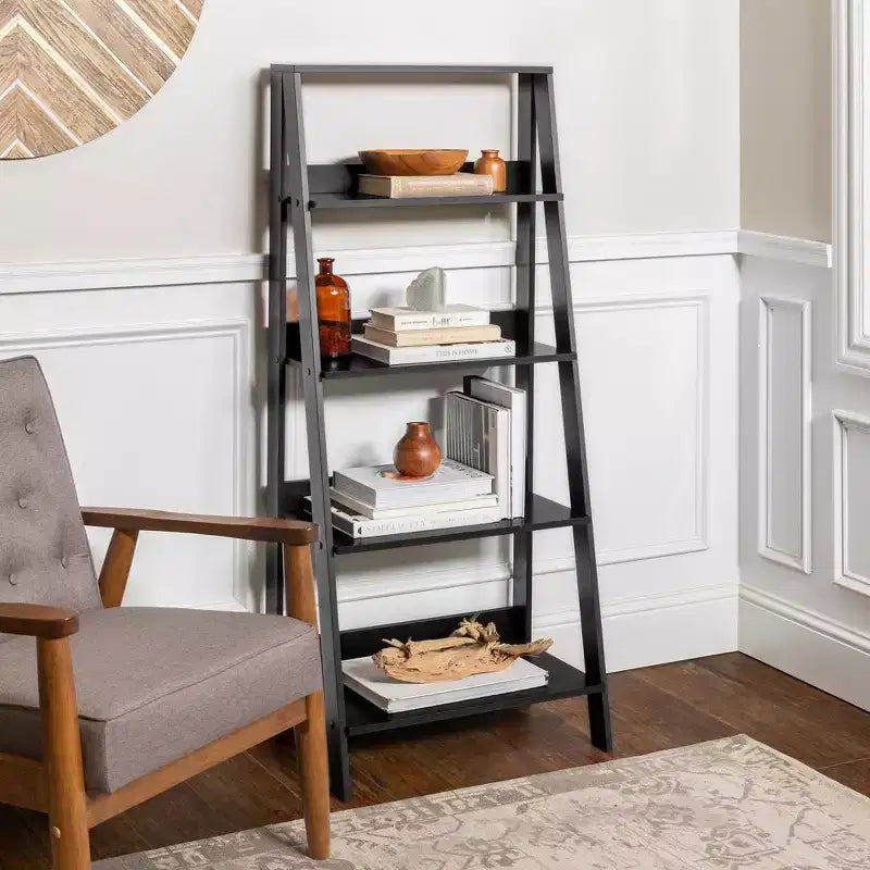 55 Thatcher Étagère en bois de 4 tablettes, style échelle - Saracina Home