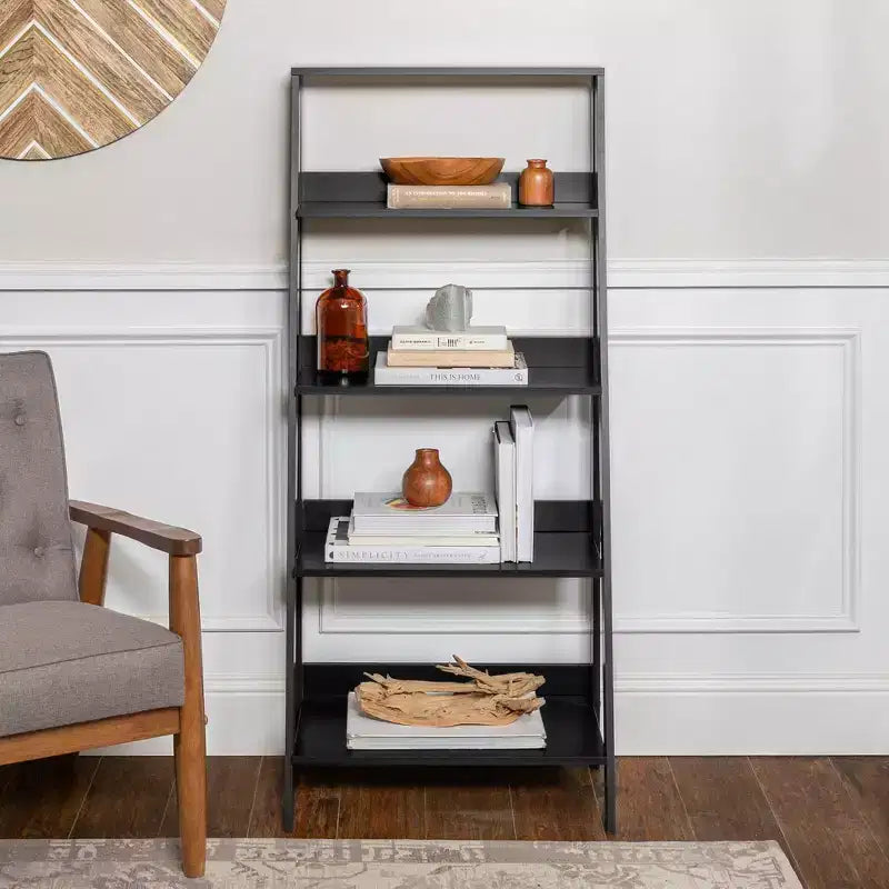55 Thatcher Étagère en bois de 4 tablettes, style échelle - Saracina Home