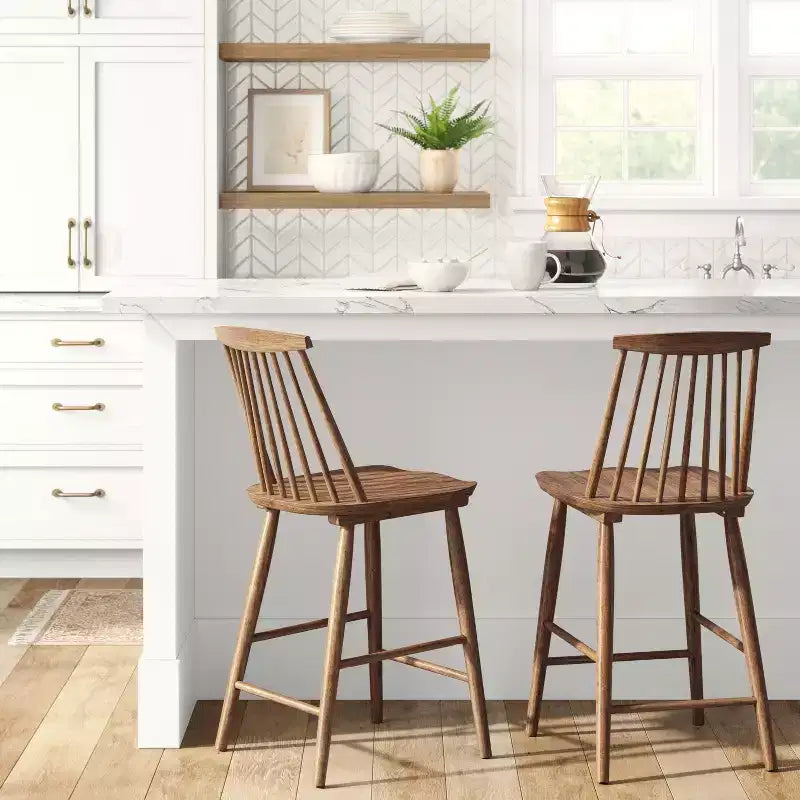 Tabouret de bar à hauteur de comptoir Harwich Windsor de 24 po avec dossier haut et repose-pieds – Threshold