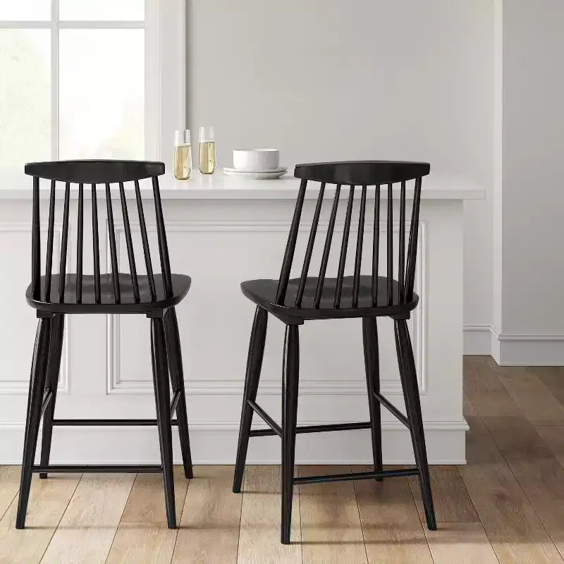 Tabouret de bar à hauteur de comptoir Harwich Windsor de 24 po avec dossier haut et repose-pieds – Threshold