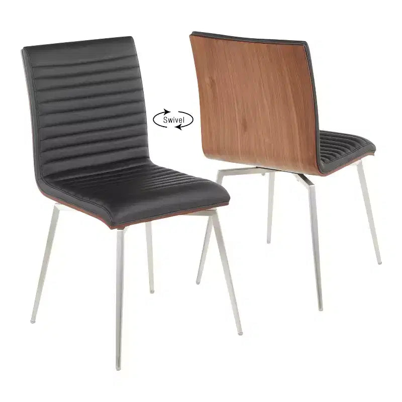 Lot de 2 chaises de salle à manger pivotantes modernes à dossier en bois de noyer Mason - Lumisource