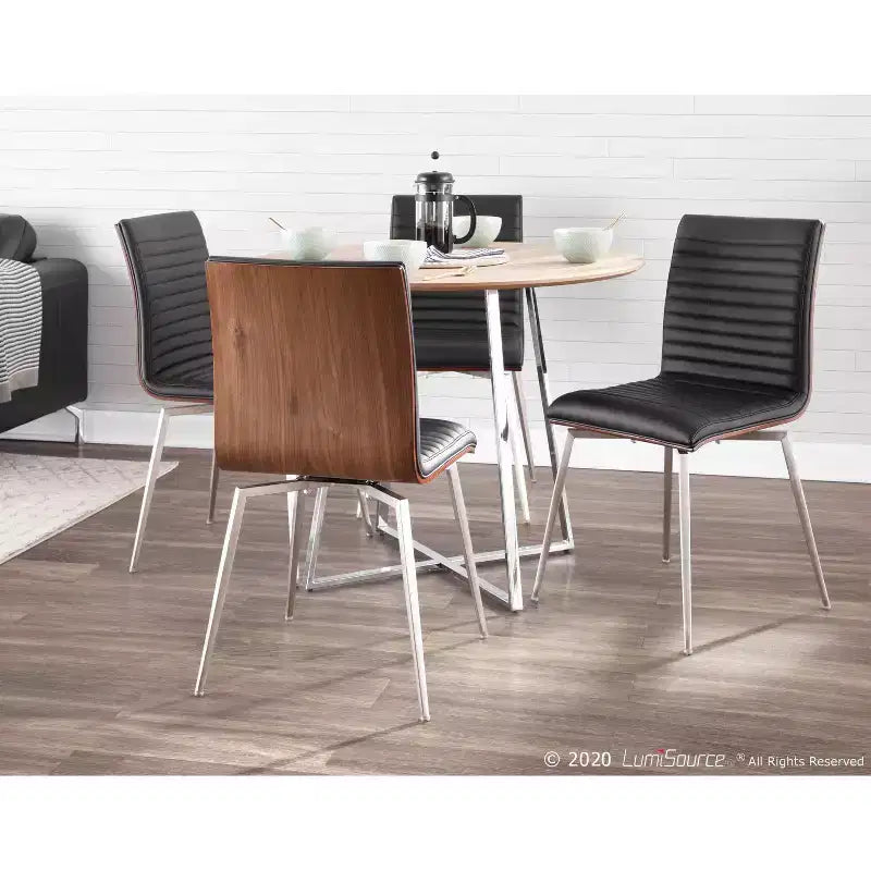 Lot de 2 chaises de salle à manger pivotantes modernes à dossier en bois de noyer Mason - Lumisource