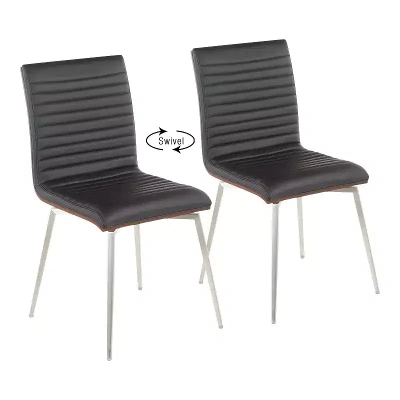 Lot de 2 chaises de salle à manger pivotantes modernes à dossier en bois de noyer Mason - Lumisource
