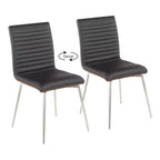 Lot de 2 chaises de salle à manger pivotantes modernes à dossier en bois de noyer Mason - Lumisource