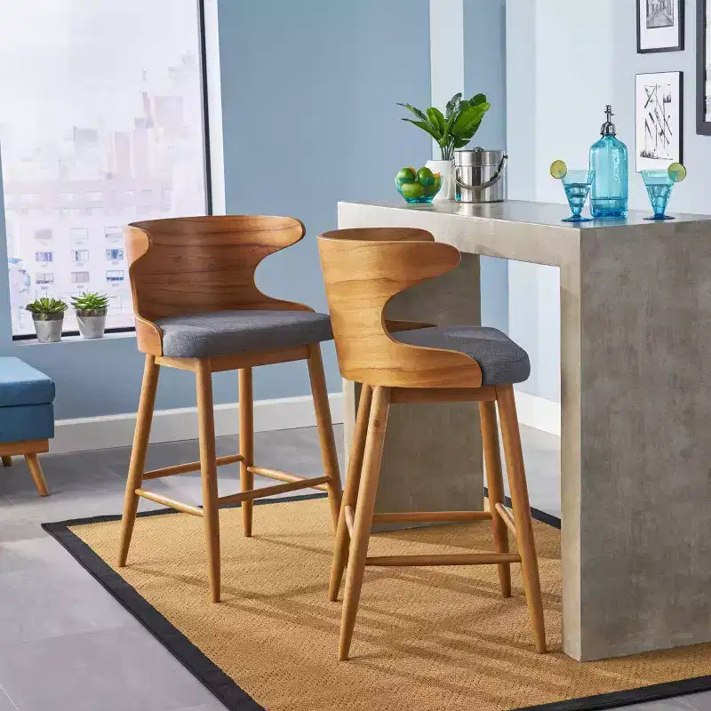 Lot de 2 tabourets de bar Kamryn de style Mid-Century Modern - Christopher Knight Home