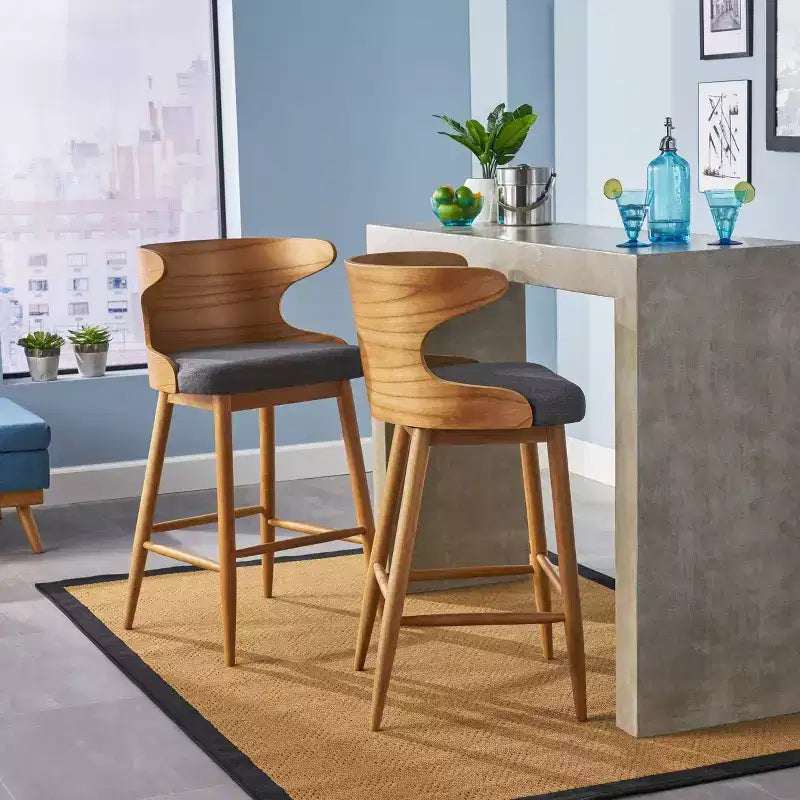 Lot de 2 tabourets de bar Kamryn de style Mid-Century Modern - Christopher Knight Home