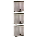 Suncast 4 Ft Resin Single Shelf Garage Wall Storage Cabinet, Platinum (3 Pack)