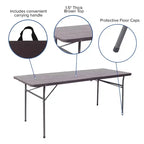 Flash Furniture Table pliante de banquet et d'événement en plastique de 1,8 m avec poignée de transport