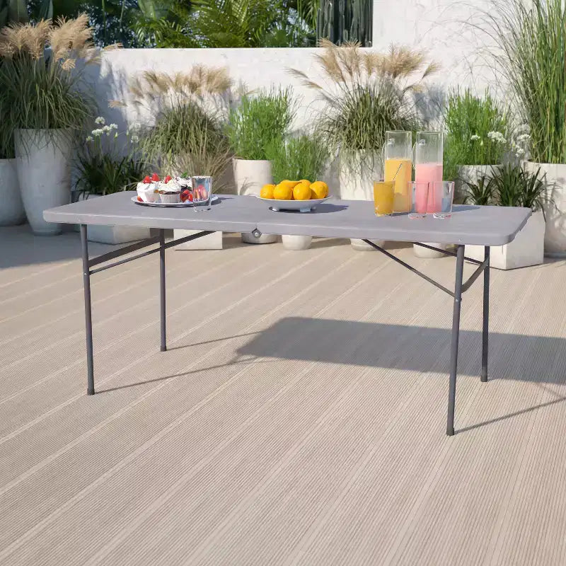Flash Furniture Table pliante de banquet et d'événement en plastique de 1,8 m avec poignée de transport