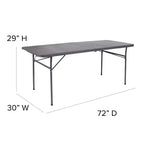 Flash Furniture Table pliante de banquet et d'événement en plastique de 1,8 m avec poignée de transport