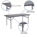 Flash Furniture Table pliante de banquet et d'événement en plastique de 1,8 m avec poignée de transport