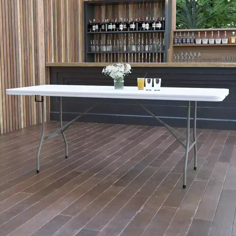 Flash Furniture Table pliante de banquet et d'événement en plastique de 1,8 m avec poignée de transport