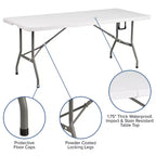 Flash Furniture Table pliante de banquet et d'événement en plastique de 1,8 m avec poignée de transport