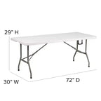 Flash Furniture Table pliante de banquet et d'événement en plastique de 1,8 m avec poignée de transport