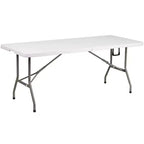 Flash Furniture 6-Foot Bi-Fold Plastic Banquet and Event Folding Table with Carrying Handle