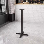 Pied en X pour table de restaurant Flash Furniture 55,88 x 55,88 cm avec colonne de 7,62 cm de diamètre, hauteur comptoir