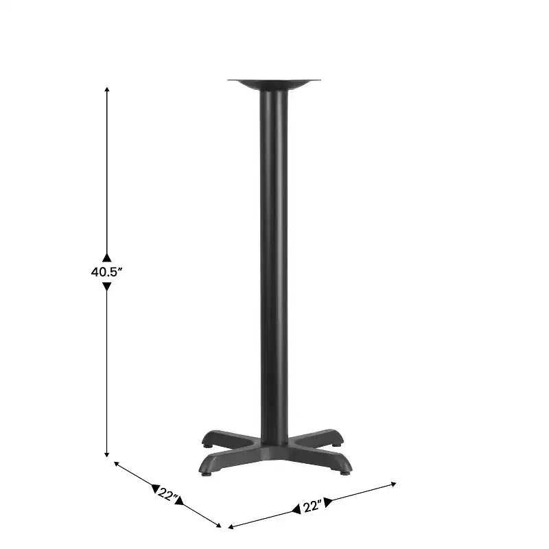 Pied en X pour table de restaurant Flash Furniture 55,88 x 55,88 cm avec colonne de 7,62 cm de diamètre, hauteur comptoir