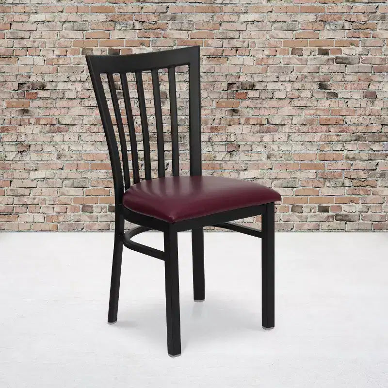 Chaise de restaurant en métal noir Flash Furniture avec dossier School House