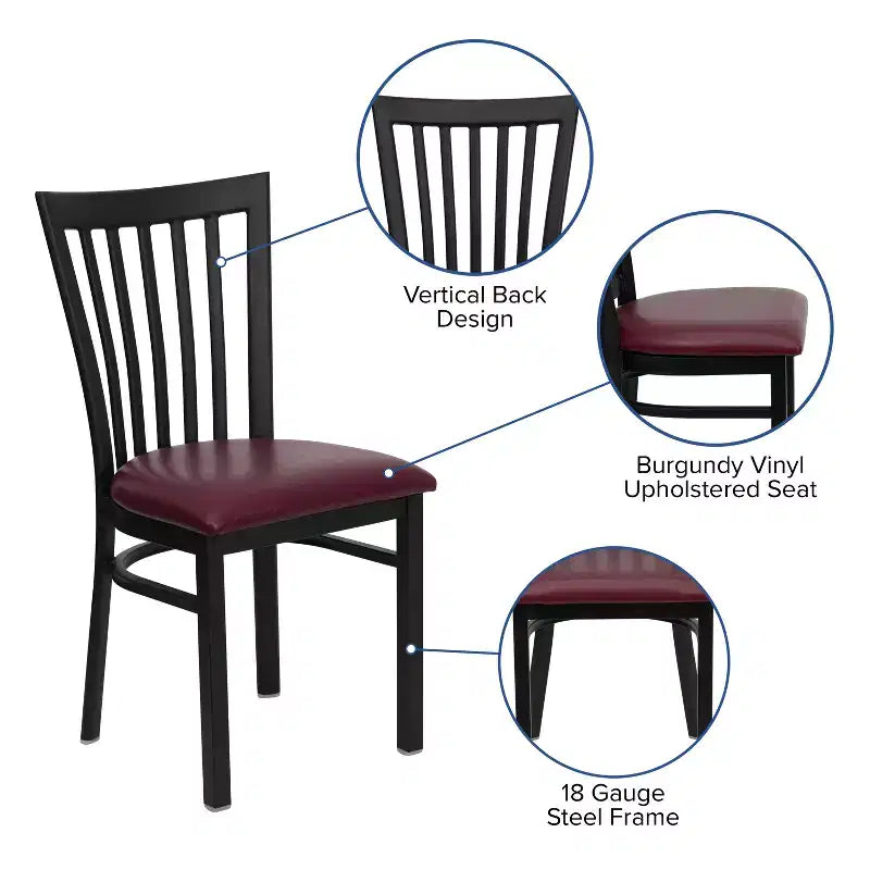 Chaise de restaurant en métal noir Flash Furniture avec dossier School House