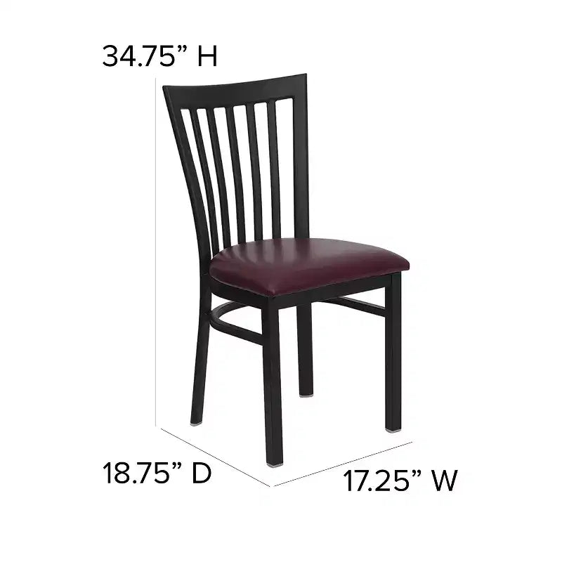 Chaise de restaurant en métal noir Flash Furniture avec dossier School House