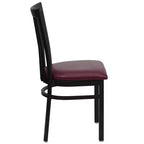 Chaise de restaurant en métal noir Flash Furniture avec dossier School House