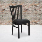 Chaise de restaurant en métal noir Flash Furniture avec dossier School House